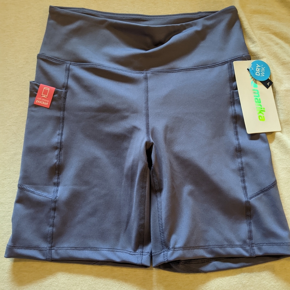 Marika M purple bike shorts with pockets